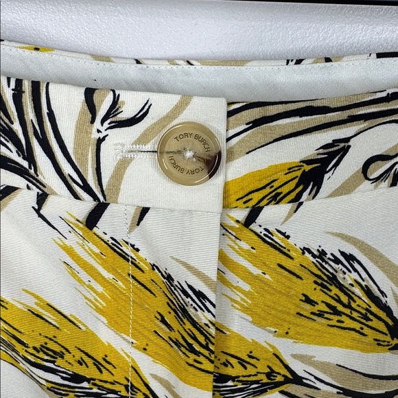 Tory Burch Cream and Yellow Botanical Straight Leg Pants Women's Size 4 - Picture 3 of 8